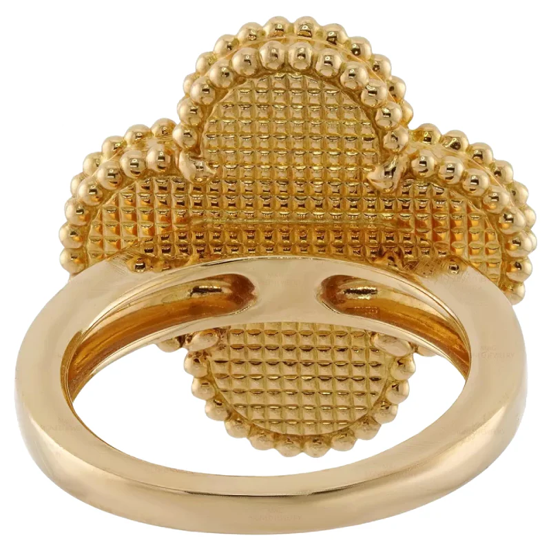 14K Yellow Gold Malachite Clover Ring (Size 7) - Image 3