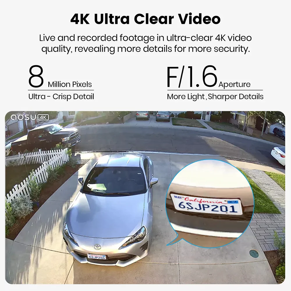 Aosu C8S 4K UHD 8.0-MP Wi-Fi AI-Smart SolarCam P1 Max Security Camera - White - Image 2