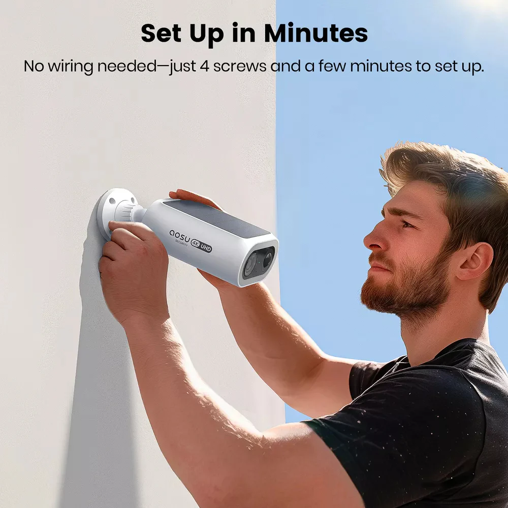Aosu C8S 4K UHD 8.0-MP Wi-Fi AI-Smart SolarCam P1 Max Security Camera - White - Image 3