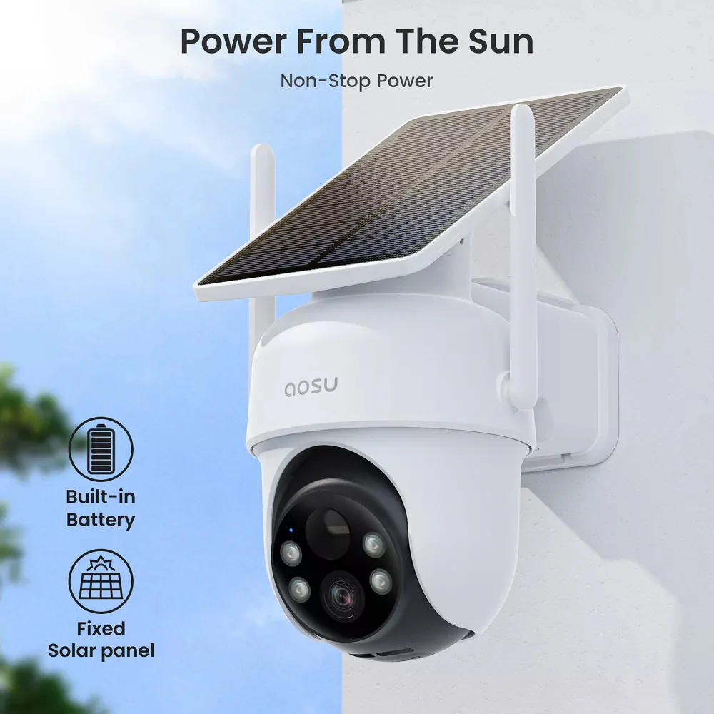 Aosu C9C-2H 2K QHD 3.0-MP Dual-Band Wi-Fi Outdoor AI-Smart Solar Security Camera Kit - White - Image 3