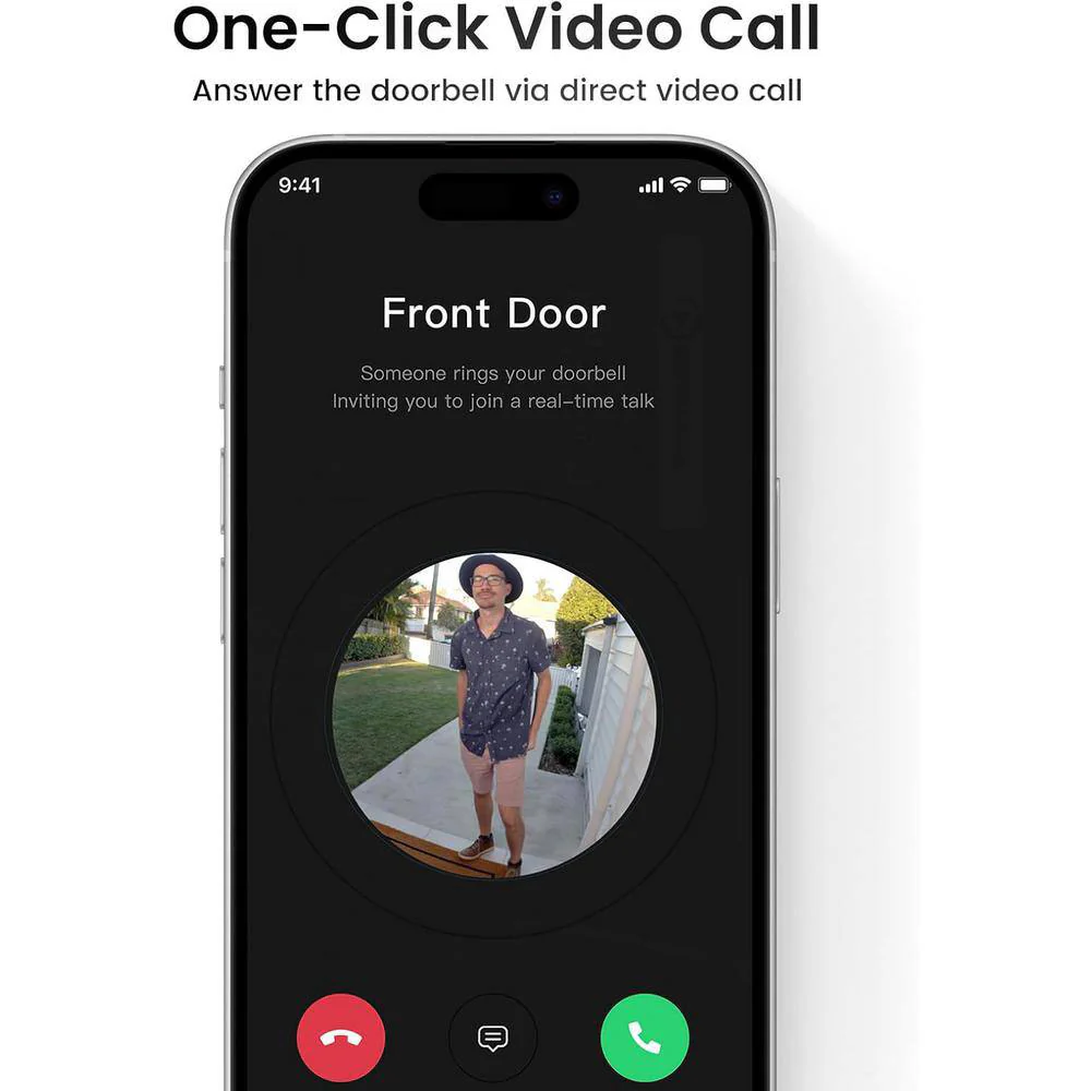 aosu V8E 2K QHD Waterproof Video Doorbell SE with 170 Degree Head to Toe View - White/Black - Image 3
