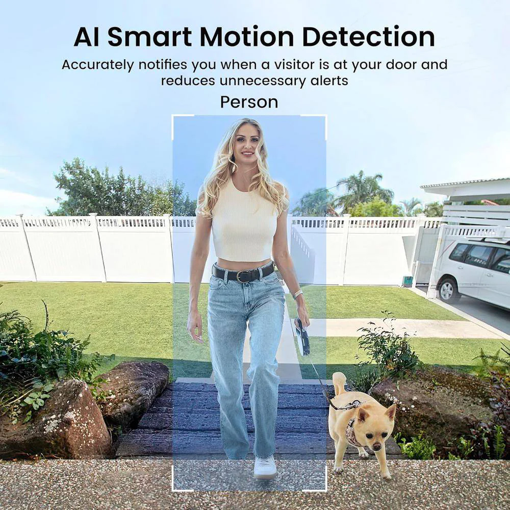 aosu V8E 2K QHD Waterproof Video Doorbell SE with 170 Degree Head to Toe View - White/Black - Image 4