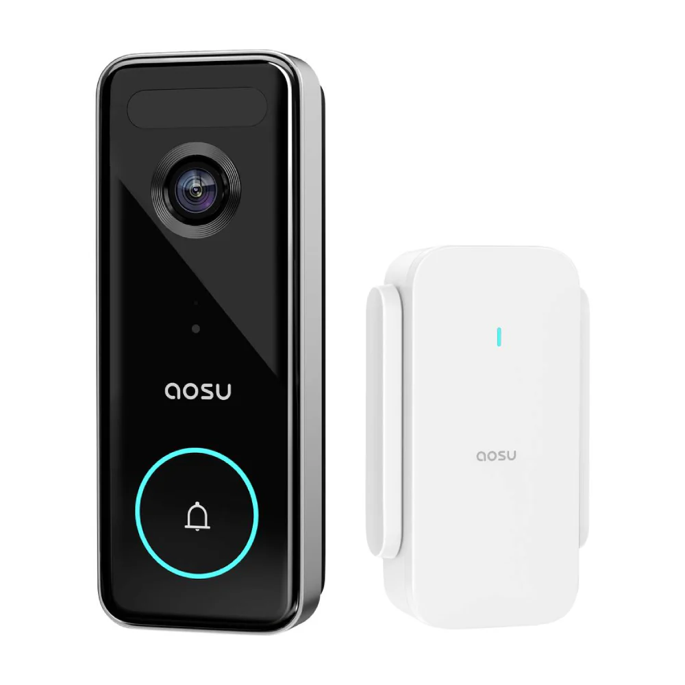 aosu V8S Ultra HD Doorbell Camera with Homebase - Black/White
