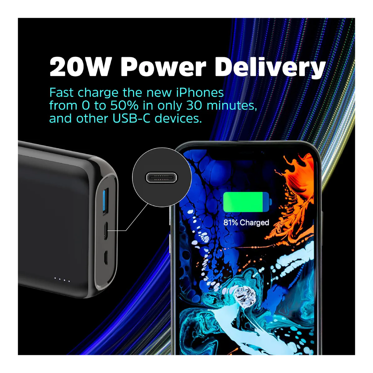 Energizer QE20009PQ 20000mAh Wireless Power Bank - Black - Image 2