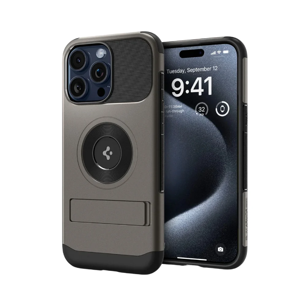 Spigen Slim Armor Magfit Case for iPhone 15 - Gray - Image 3