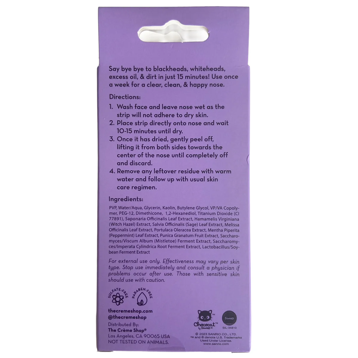 The Crème Shop Chococat Sanrio Bye Bye Nose Pore Strips (6-Pieces) - Image 3