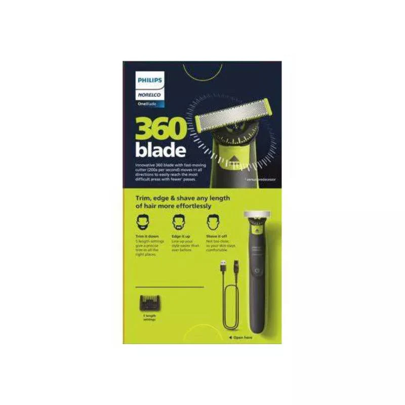 Philips Norelco OneBlade 360 Degree Electric Shaver and Trimmer - Black/Green - Image 3