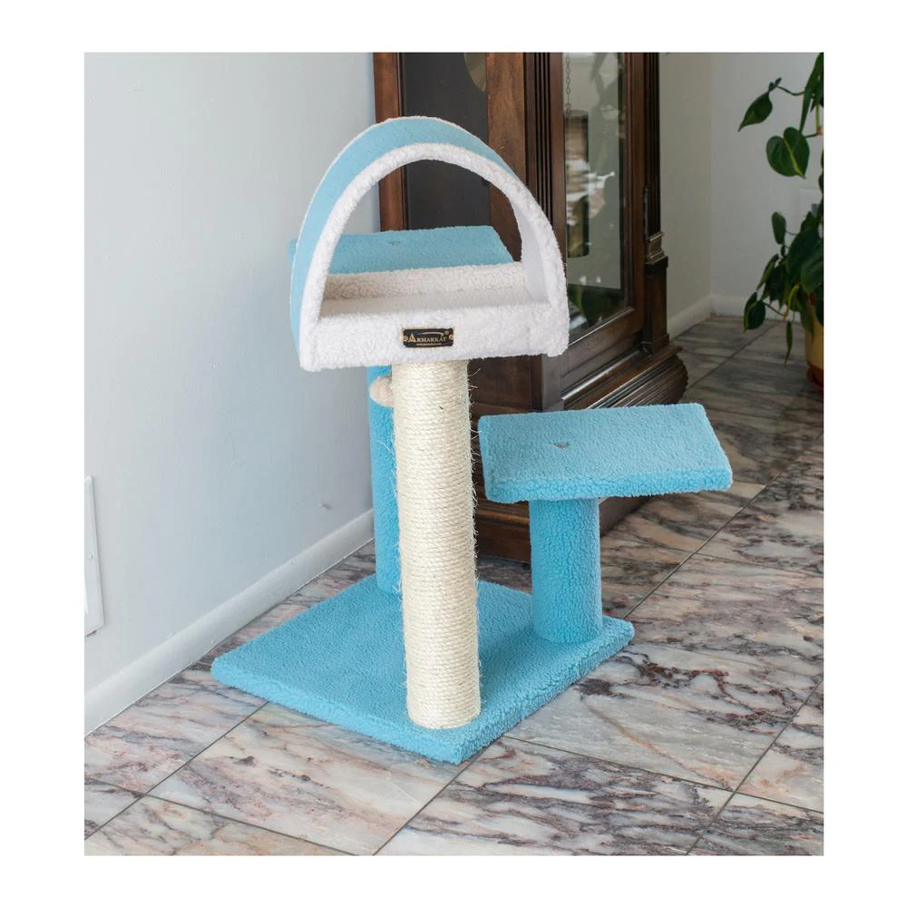 29" Real Wood Cat Tree With Scratcher And Tunnel For Squeeze - Image 5