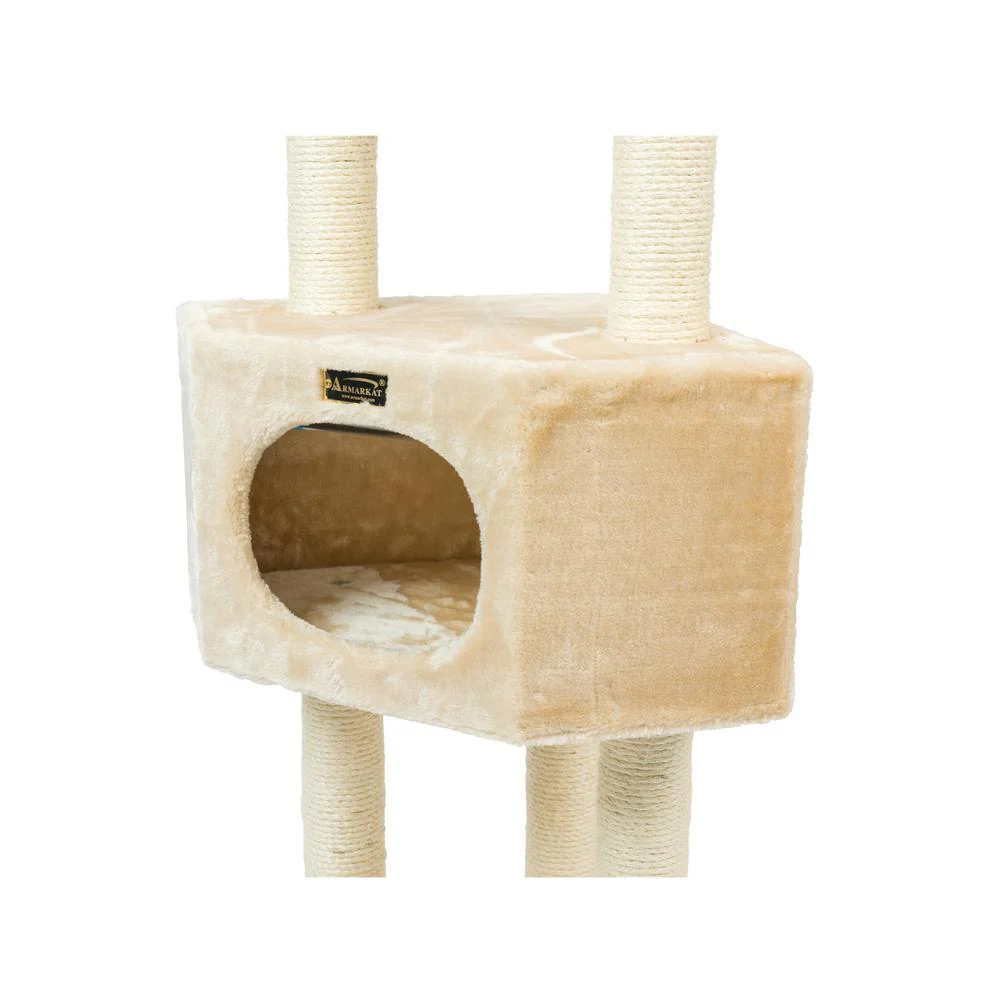 3 Tier Real Wood Cat Tree, Scratch Furniture, Beige - Image 7