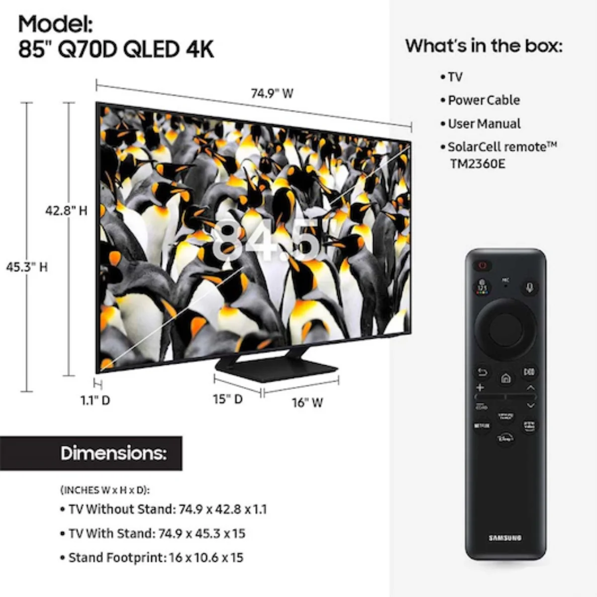 Samsung 85" Class Q70D QLED 4K Smart Tizen TV - Image 9