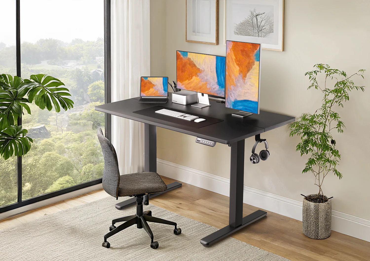 ErGear Height Adjustable Electric Standing Desk - Black - Image 2