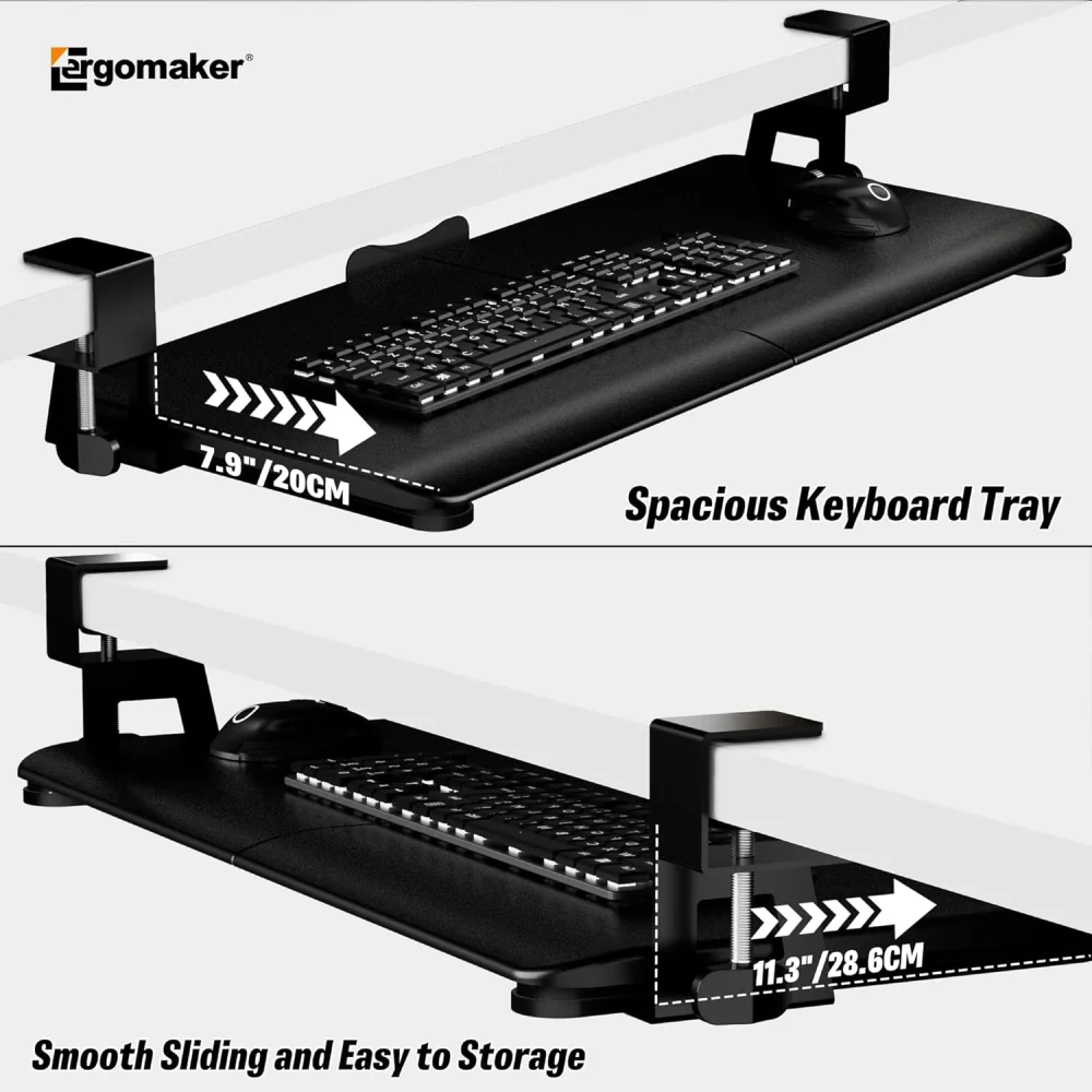 Ergomaker Under Desk Keyboard Tray - Black - Image 2