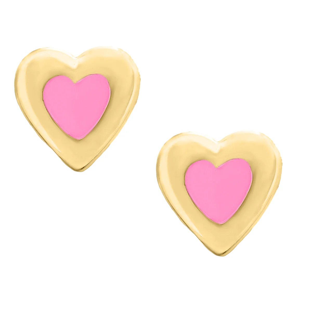 Marathon Pink Heart Earrings in 14K Gold - Image 3