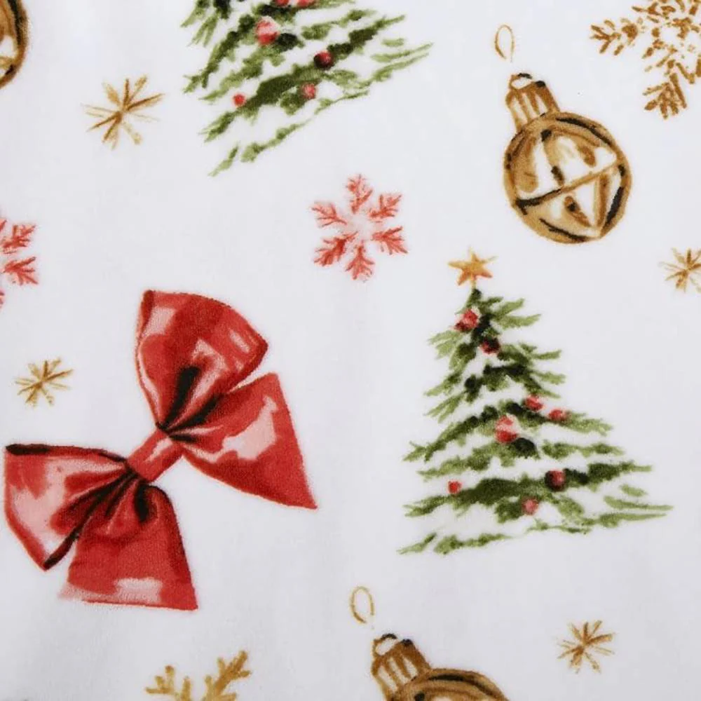 JCrown Double Sided Amaryllis Holiday Print Throw Blanket - White - Image 3