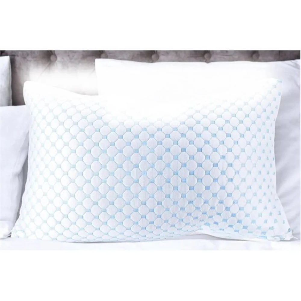 Kashi Home 28" x 19" Queen Memory Foam Cooling Comfort Pillow - White/Blue - Image 2