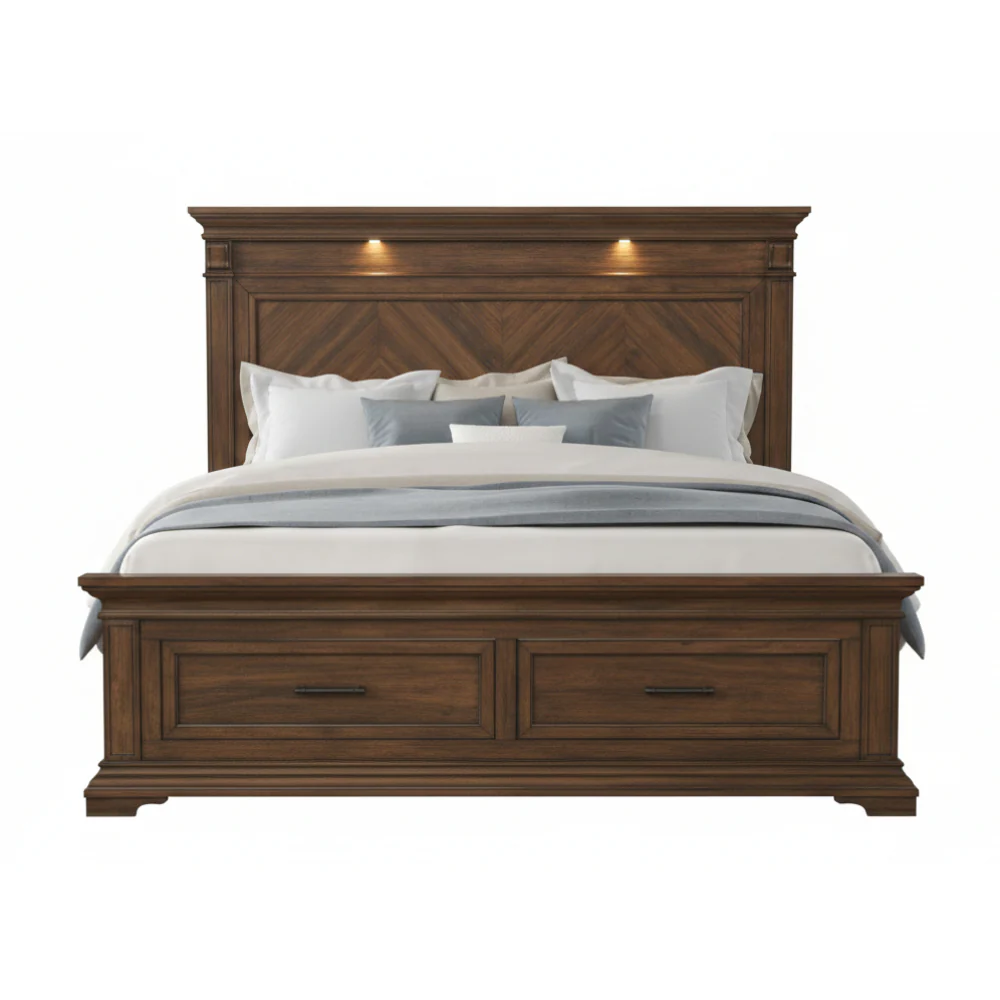 Kent Queen Size (4-Piece) Bedroom Set by Best Home - Brown - Image 2