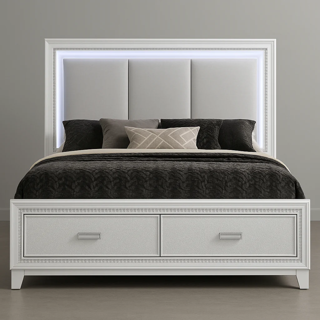 Seoul Queen Size (4-Piece) Bedroom Set by Lifestyle - White - Image 2