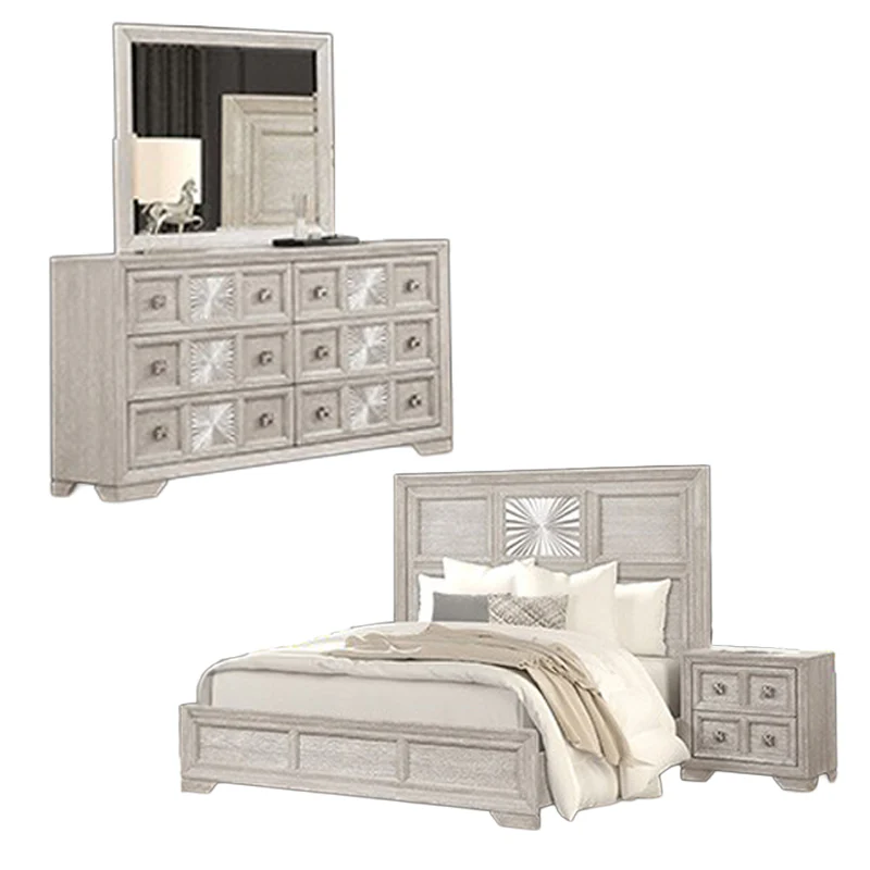 Argenthart King Bedroom Set (4-Piece) by Furniture of America - Gray - Image 2