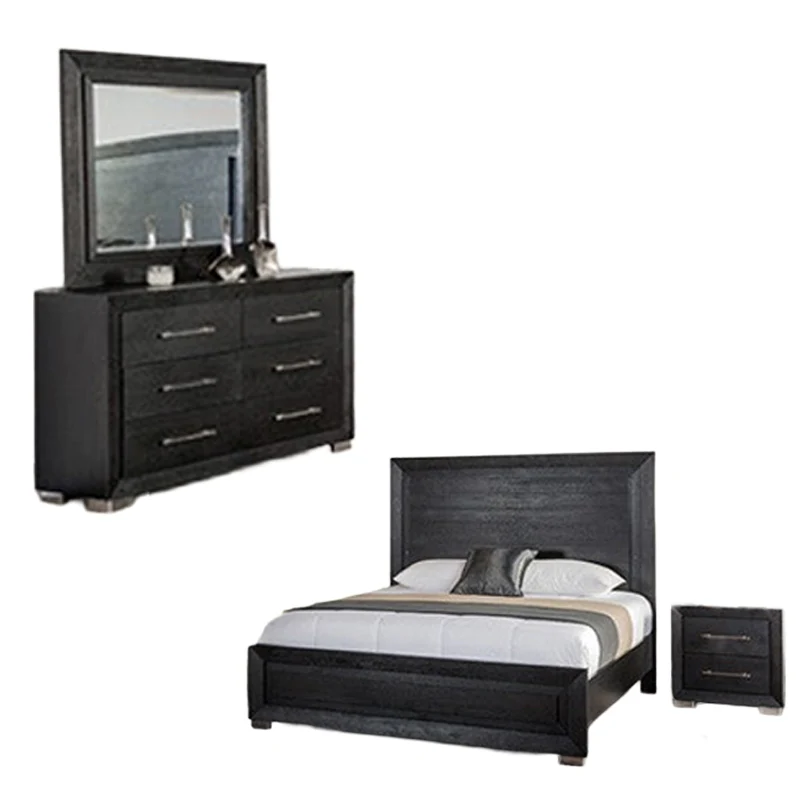 Ashbourne King Bedroom Set (4-Piece) by Furniture of America - Black - Image 2