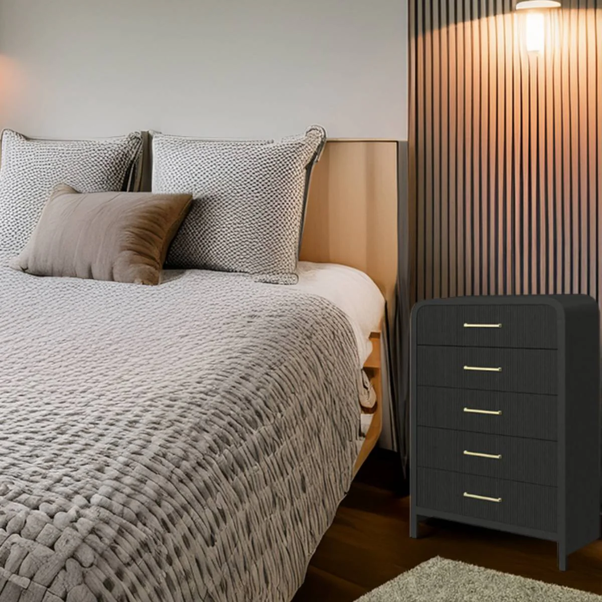 Ridgemont 52" Chest with 5 Drawers by Elements - Black - Image 3