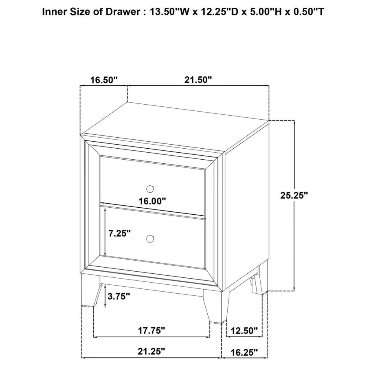 Welsley 21.75" Nightstand Bedside Table with 2-Drawer by Coaster - Brown - Image 11