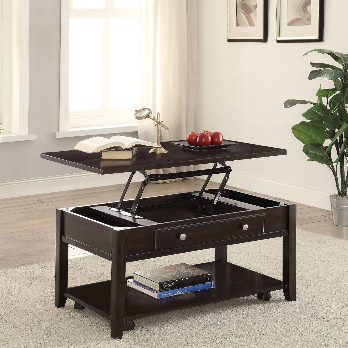 Bradford 40" Rectangular Coffee Table with Drawer by Coaster - Brown