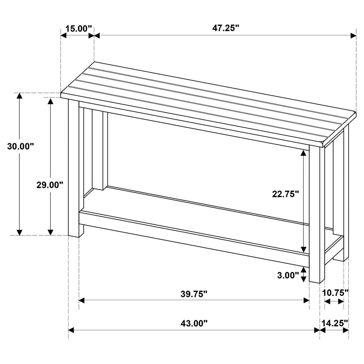 Payne 47.25" Console Table with Shelf by Coaster - Black - Image 6