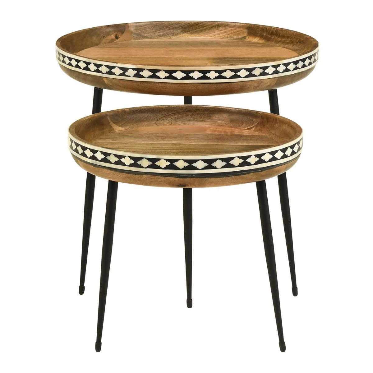 Ollie 22" Round Nesting End Table by Coaster (Set of 2) - Brown/Black - Image 2