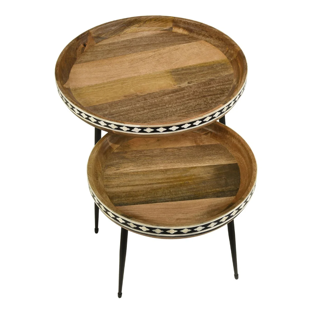 Ollie 22" Round Nesting End Table by Coaster (Set of 2) - Brown/Black - Image 3