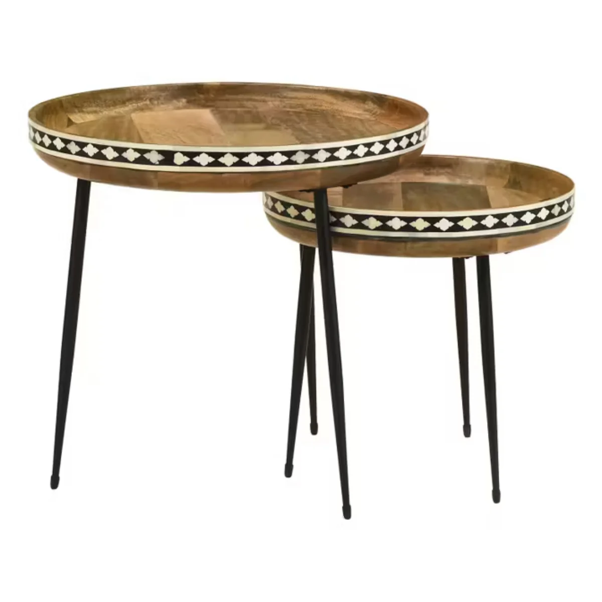 Ollie 22" Round Nesting End Table by Coaster (Set of 2) - Brown/Black - Image 4