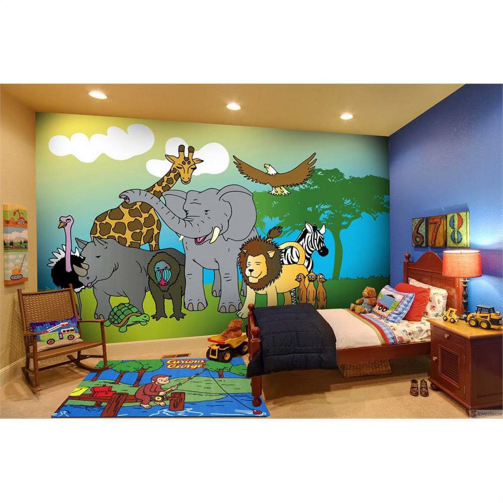L.A Rugs 4'3" x 6'6" Curious George Fishing Rectangular Area Rug - Image 2