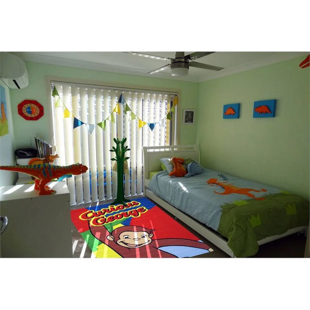 L.A Rugs 4'3" x 6'6" Curious George Happy Rectangular Area Rug - Image 2