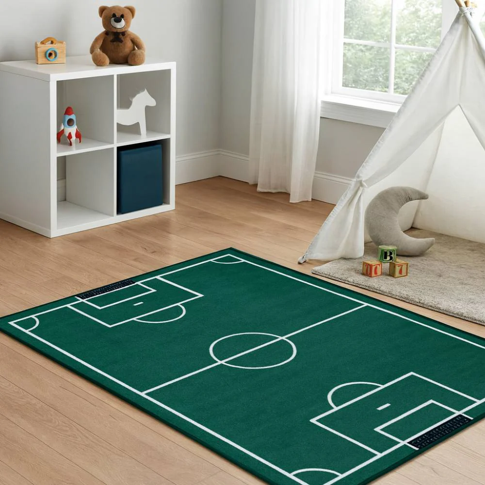 L.A Rugs 3'3" x 4'10" Fun Time Soccerfield Rectangular Area Rug - Green - Image 2