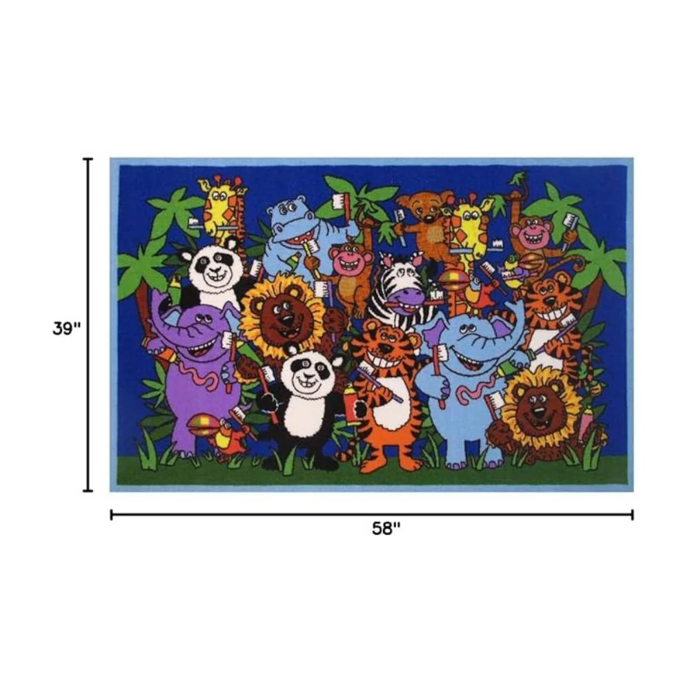 L.A Rugs 3'3" x 4'10" Fun Time Brushing Time Novelty Rectangular Rug - Image 2