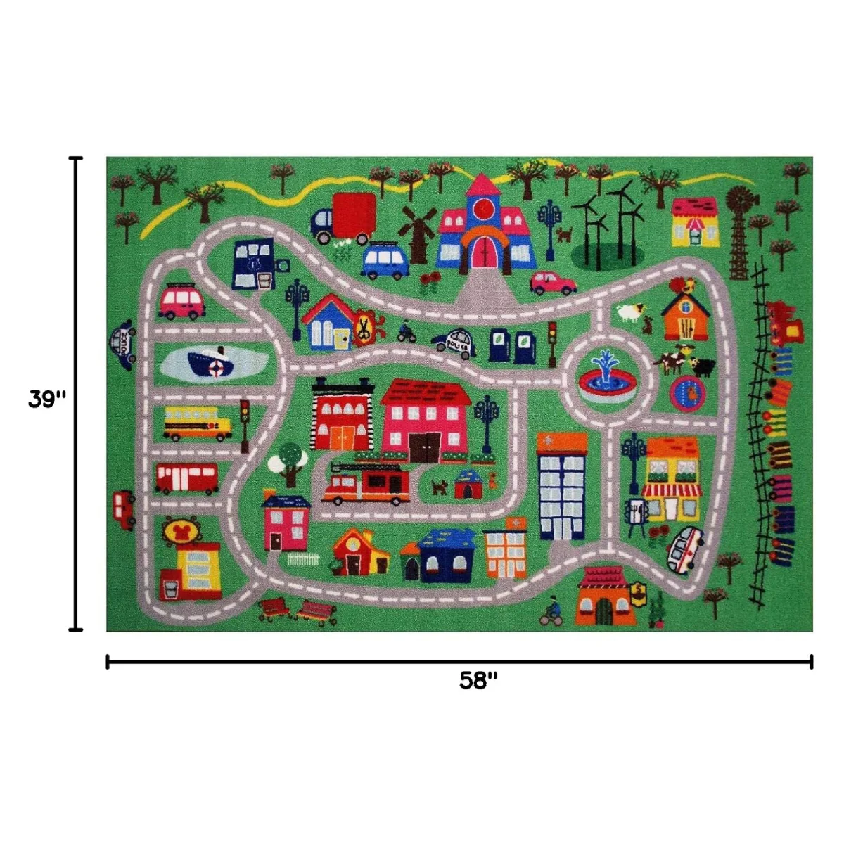 L.A Rugs 3' 3" x 4' 10" Fun Time City Rectangular Area Rug - Green - Image 2