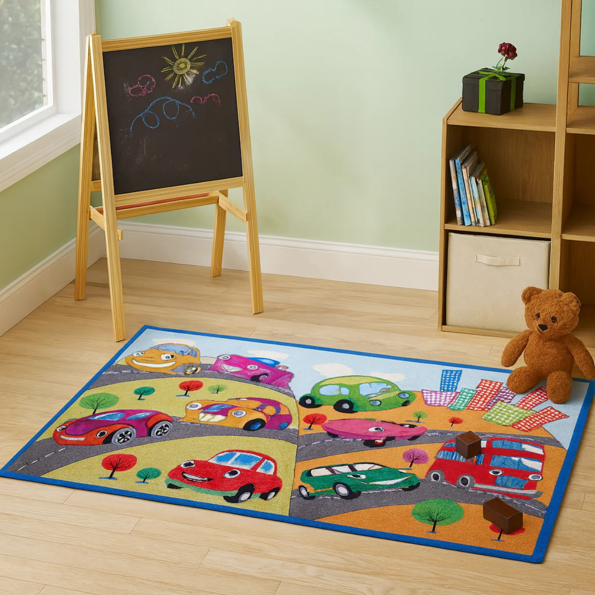 L.A Rugs 3' 3" x 4' 10" Fun Time Cars Rectangular Area Rug - Image 2