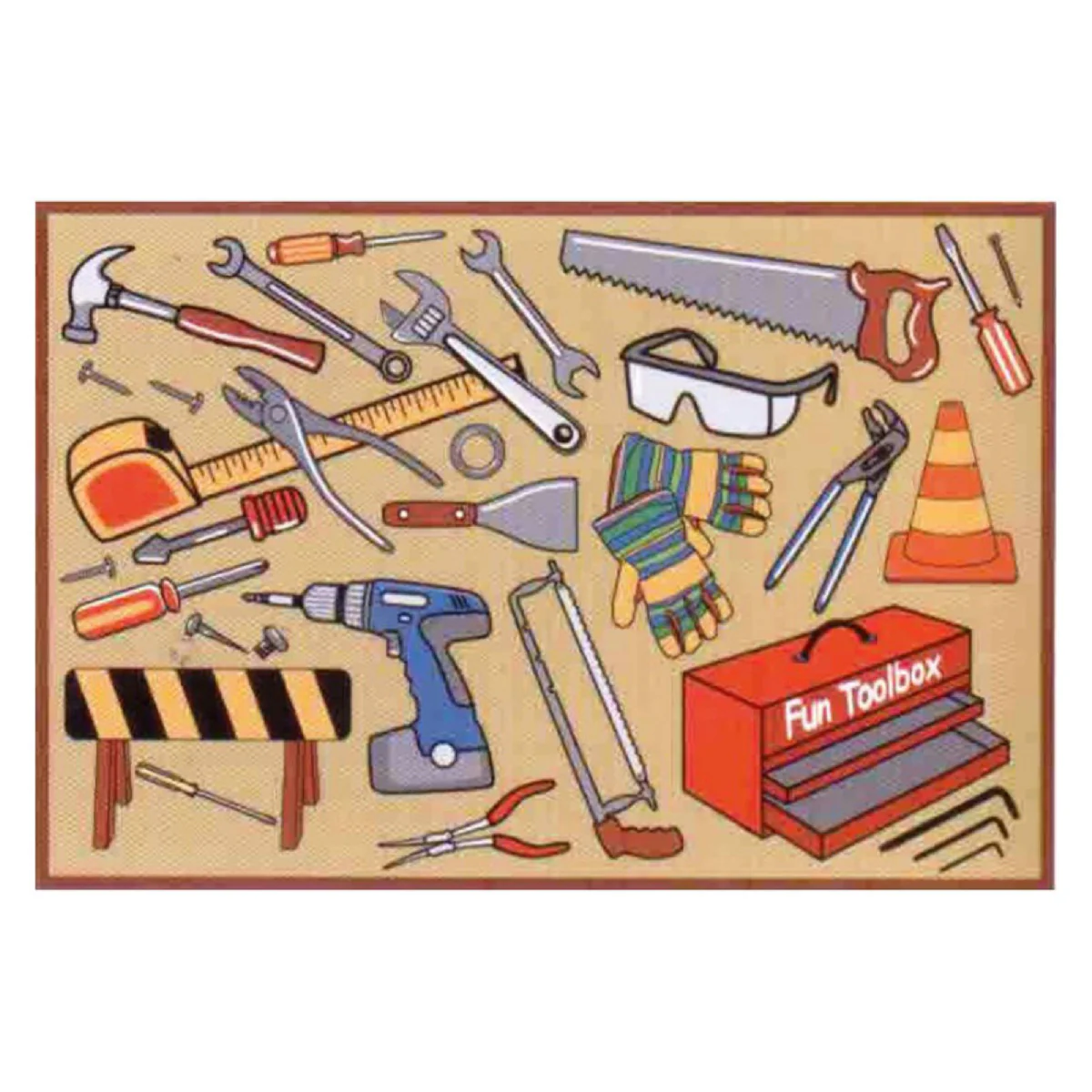 L.A Rugs 3' 3" x 4' 10" Fun Time Toolbox Rectangular Area Rug - Beige