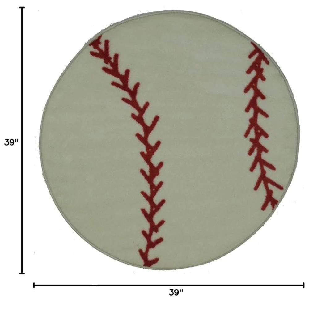 L.A Rugs 3'3" x 3'3" Fun Time Baseball Round Area Rug - Green - Image 2
