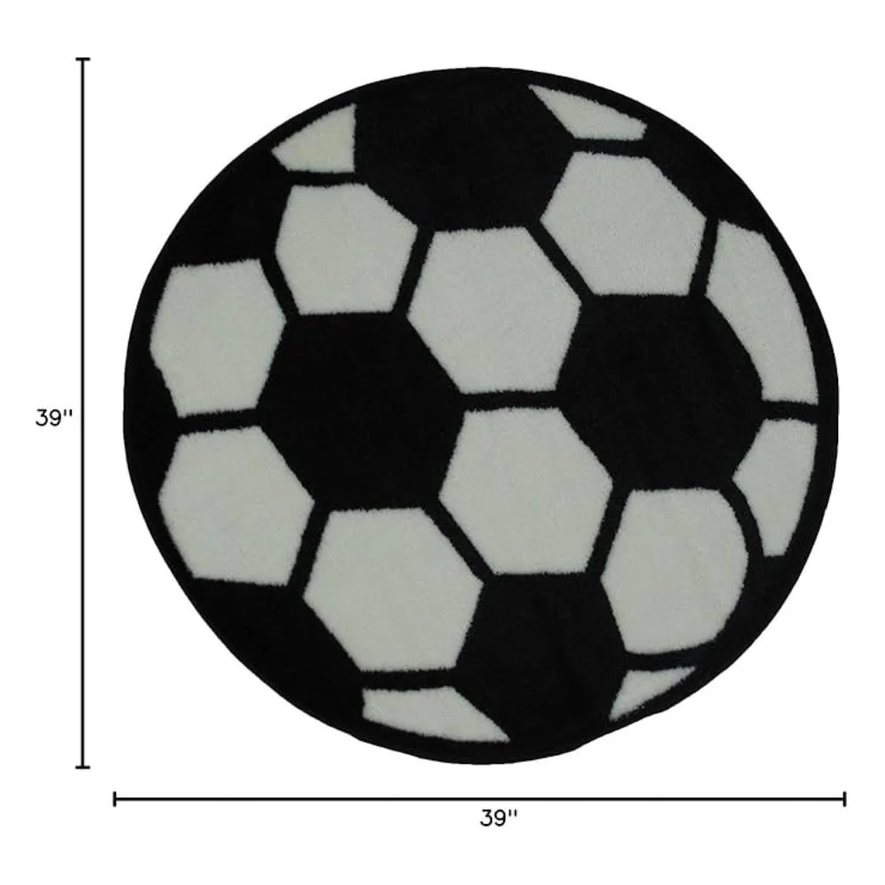 L.A Rugs 3'3" x 3'3" Fun Time Soccerball Round Rug - Black/Gray - Image 2