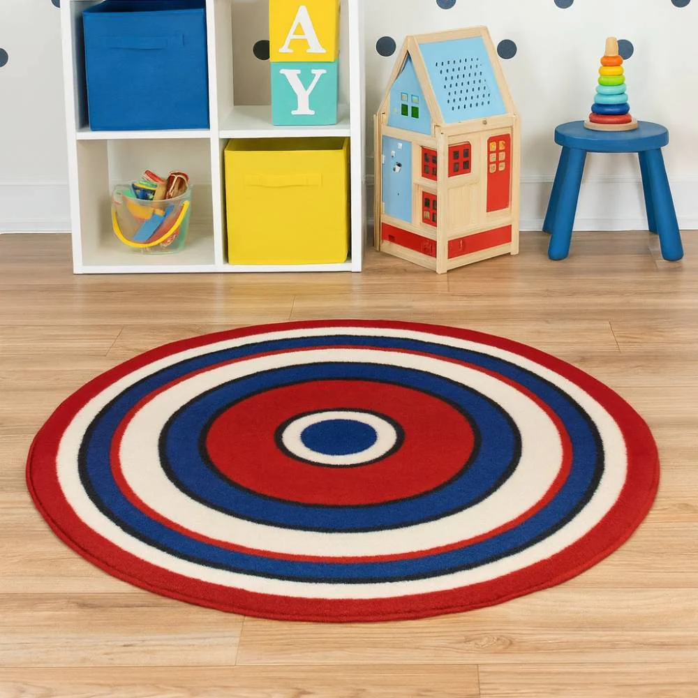 L.A Rugs 4'3" x 4'3" Fun Time Concentric 2 Round Area Rug - Image 2