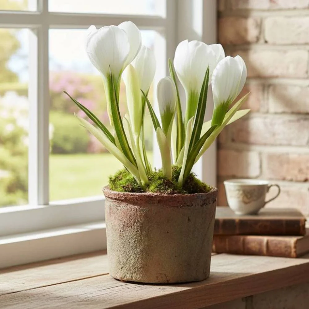 Allstate Floral 8.5" Crocus Flower Arrangement with Pot - White - Image 2