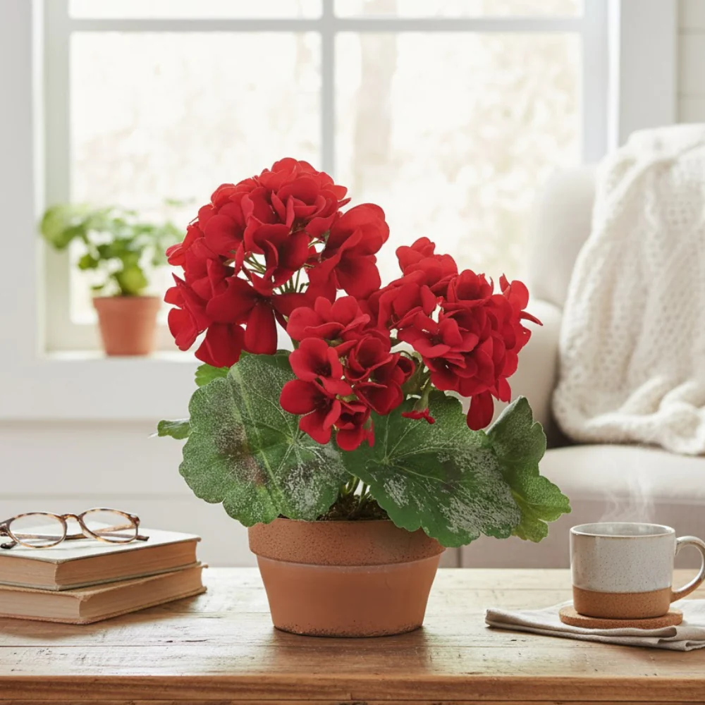 Allstate Floral 9" Geranium Flower Arrangement with Terra Cotta Pot - Red - Image 2