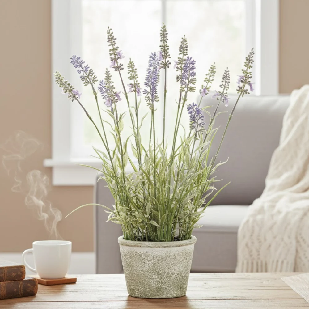 Allstate Floral 15.5" Lavender Flower Arrangement with Papier Mache Pot - Purple - Image 2