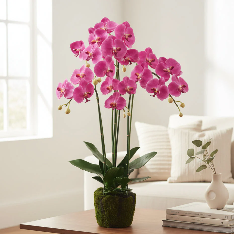 Allstate Floral 35" Phalaenopsis Orchid Flower Arrangement with Soil and Moss Base - Pink - Image 2