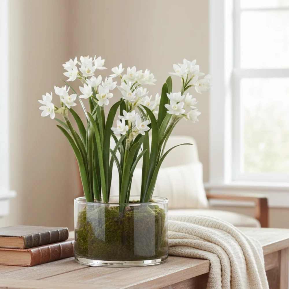 Allstate Floral 13" Paperwhite Flower Arrangement with Glass Pot - White - Image 2
