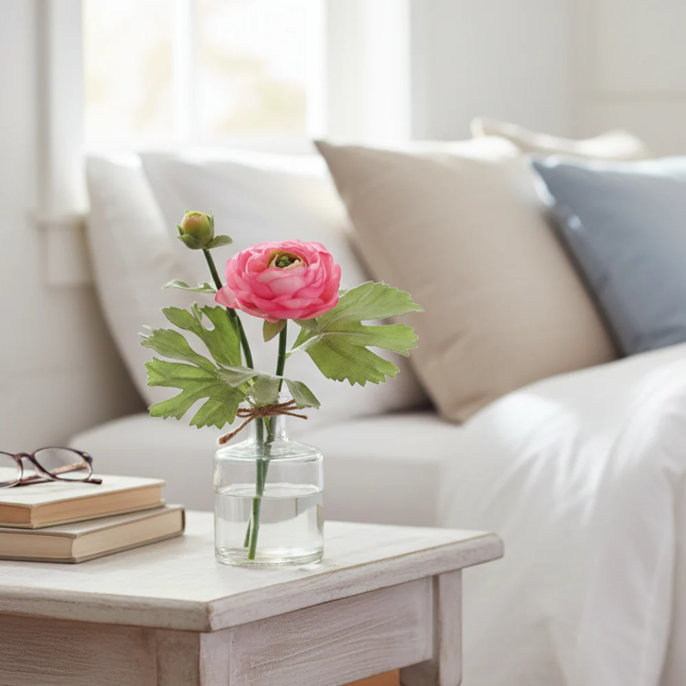 Allstate Floral 8.5" Ranunculus Flower Arrangement with Tube Planter - Pink - Image 2
