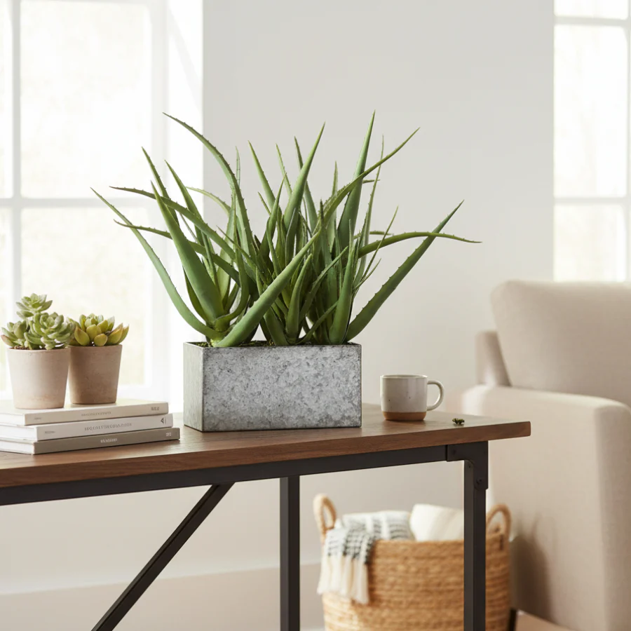 Allstate Floral 16" Artificial Agave Plant with Metal Pot - Green - Image 2