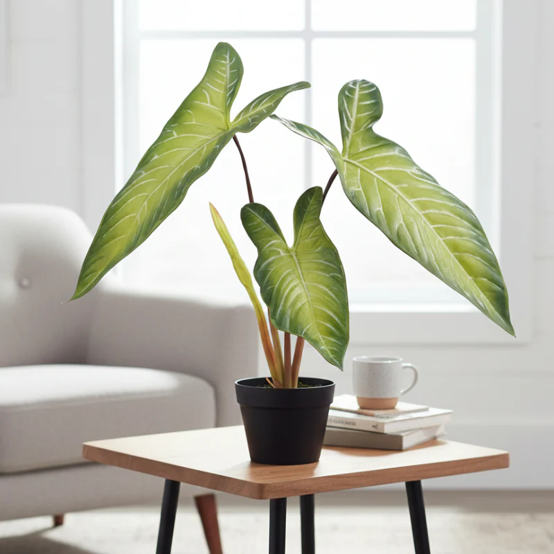 Allstate Floral 22.75" Alocasia Leaf Silk Plant with Pot - Green - Image 2