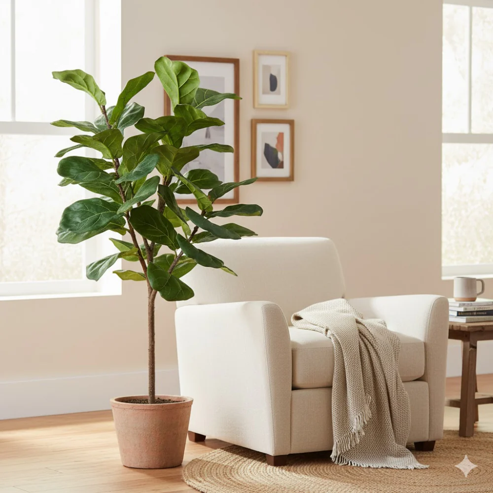 Allstate Floral 25" Fiddle Leaf Fig Tree with Clay Vase - Green - Image 2