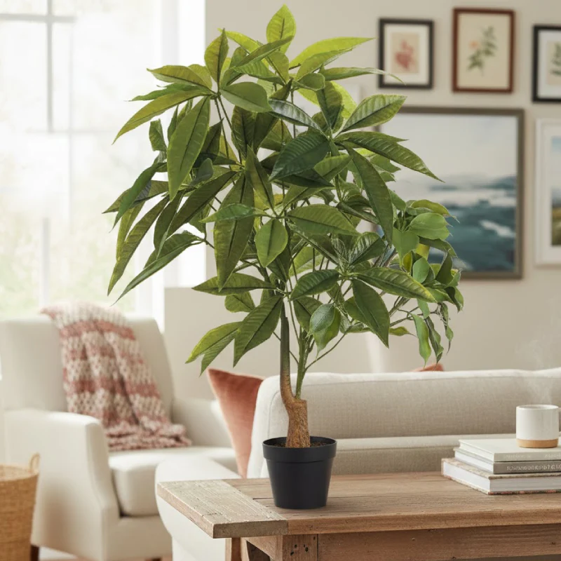 Allstate Floral 33" Pachira Leaf Plant with Plastic Pot - Green - Image 2